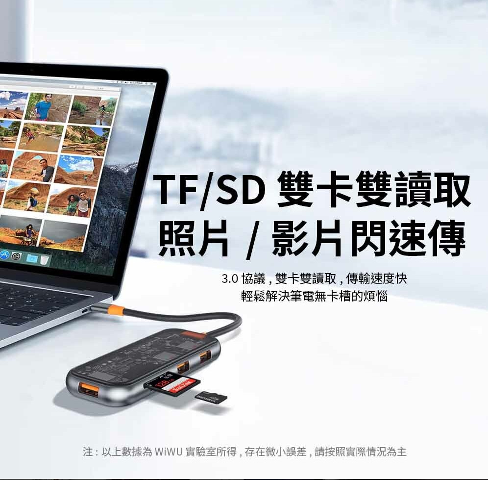4 WiWU Cyber系列 USB C HUB 透明五合一多功能集線器