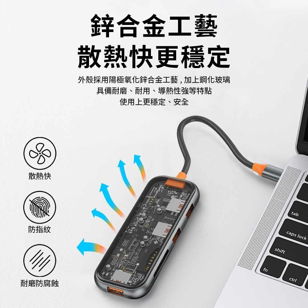 6 WiWU Cyber系列 USB C HUB 透明五合一多功能集線器