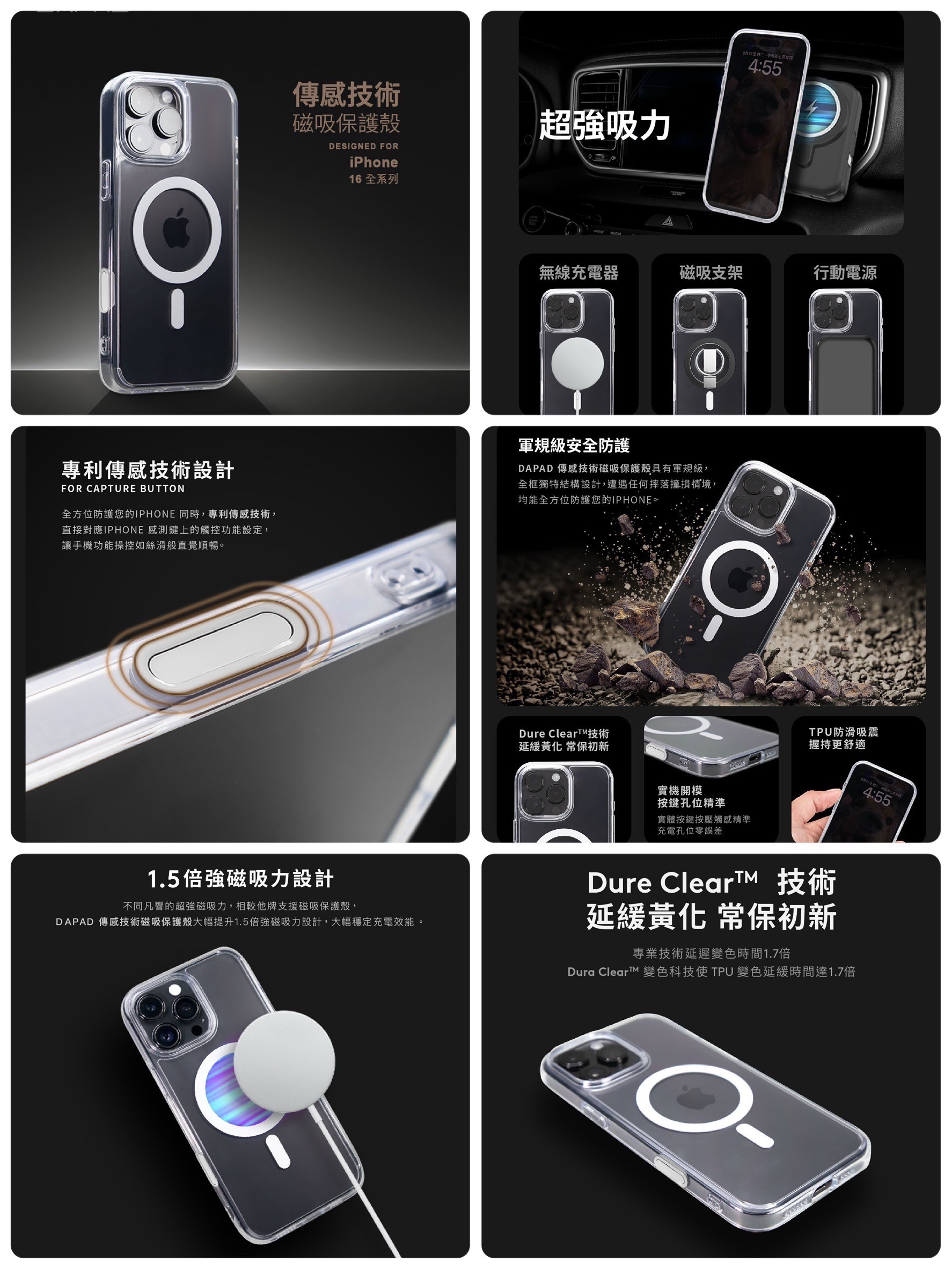 S  304103826 0 Dapad iphone16系列專利傳感技術磁吸保護殼