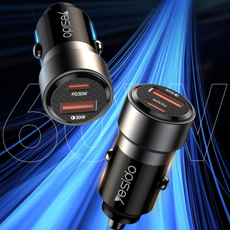1 Yesido Y55  車載充電器 QC3.0+PD30W (附充電線)