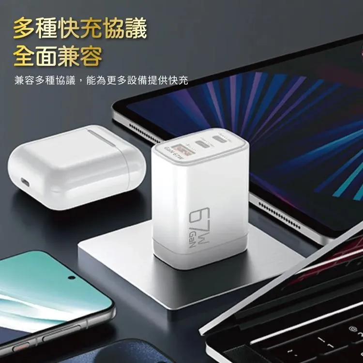 %name 【NISDA】DQ 670 氮化鎵GaN PD+QC3.0 67W 三孔旅充頭