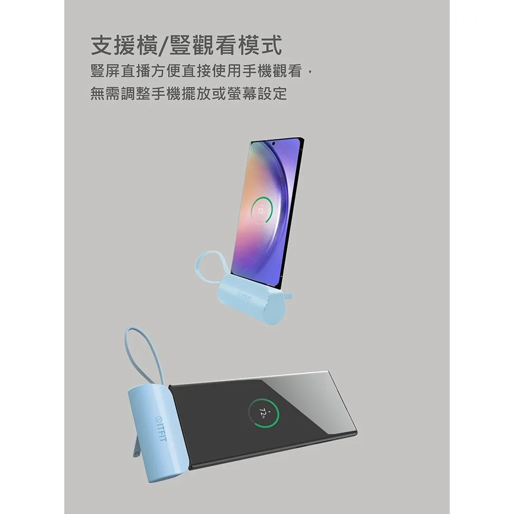 三星 SAMSUNG ITFIT C&amp;T 5000mAh TYPEC接頭 USB-C 迷你支架式行動電源（圖 4）