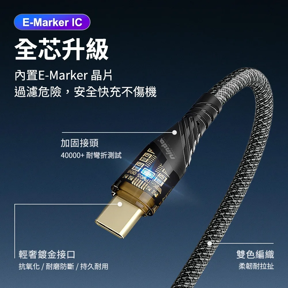 NISDA 騎士系列100W編織耐折充電線（圖 3）