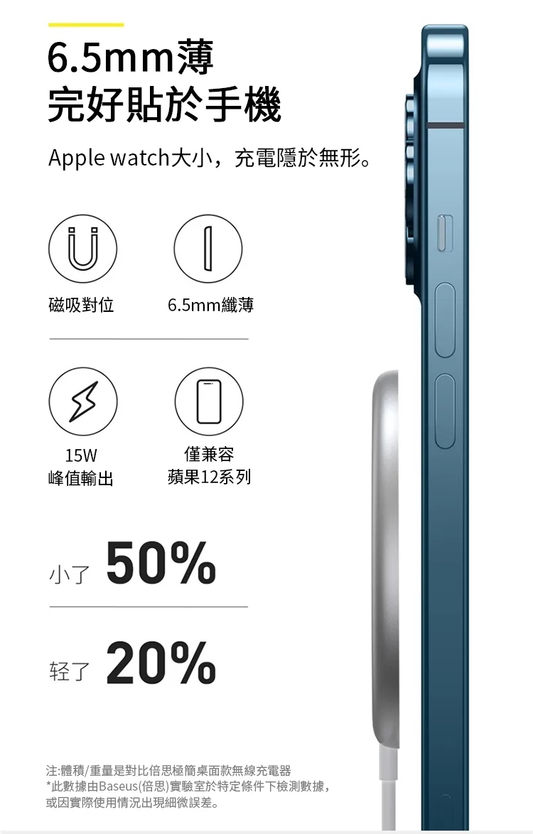 Baseus倍思 極簡Mini磁吸無線充電器 15W快充（圖 2）