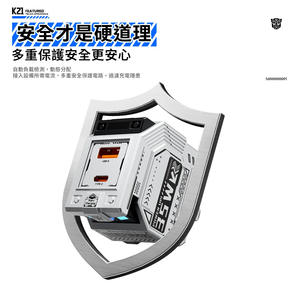 【變形金剛】雙孔快充35W氮化鎵充電器（圖 6）